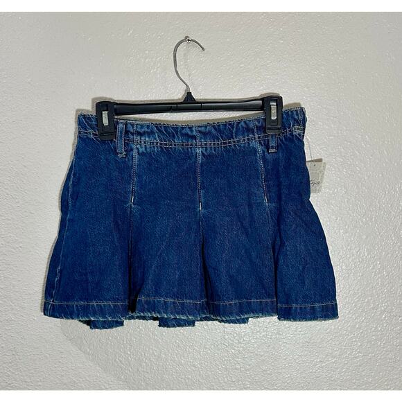 We The Free Dresses & Skirts - Free People Pleated Denim Mini Skirt Blue Size 27 NWT